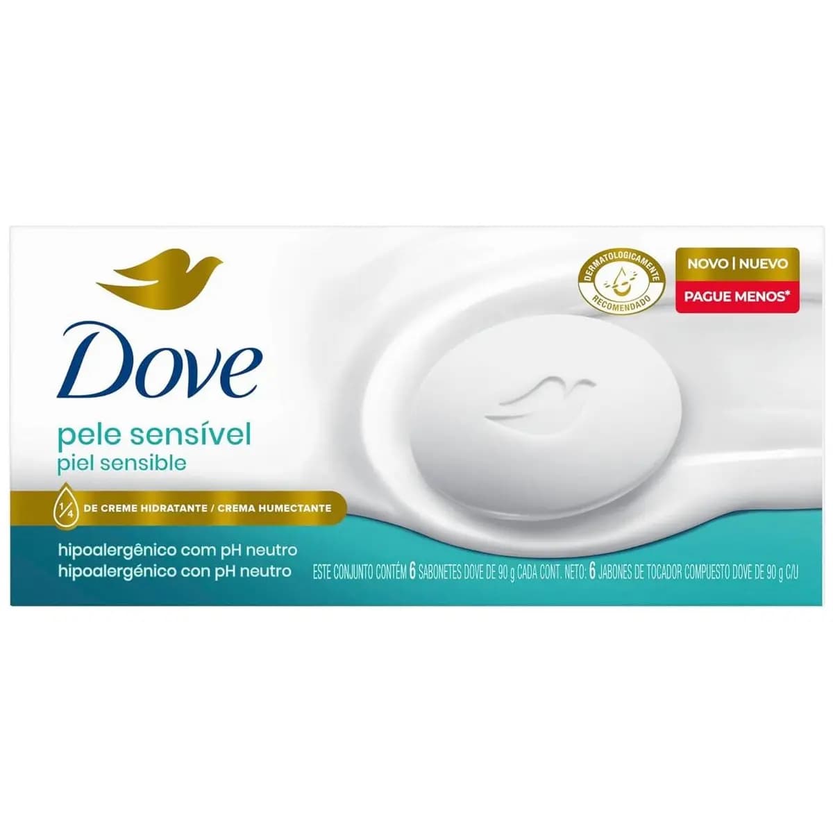 Dove Sabonete em Barra Pele Sensível 90g 6 Unidades