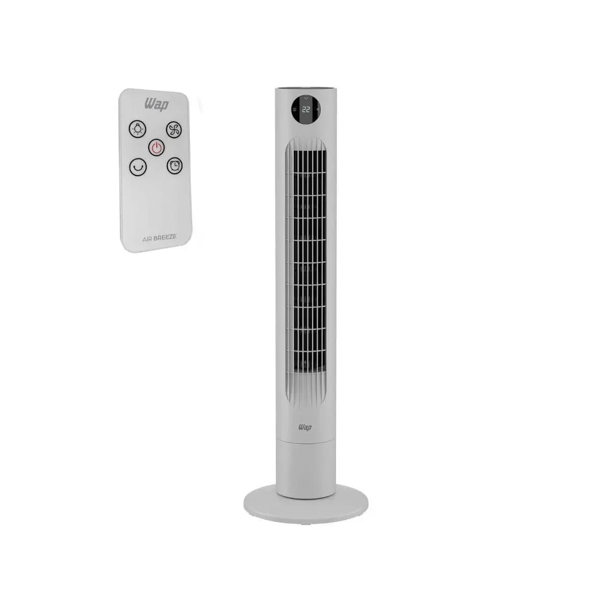 Ventilador Torre Wap Air Breeze Digital 60W Desliga Sozinho Após 12h Silencioso Com Controle Remoto