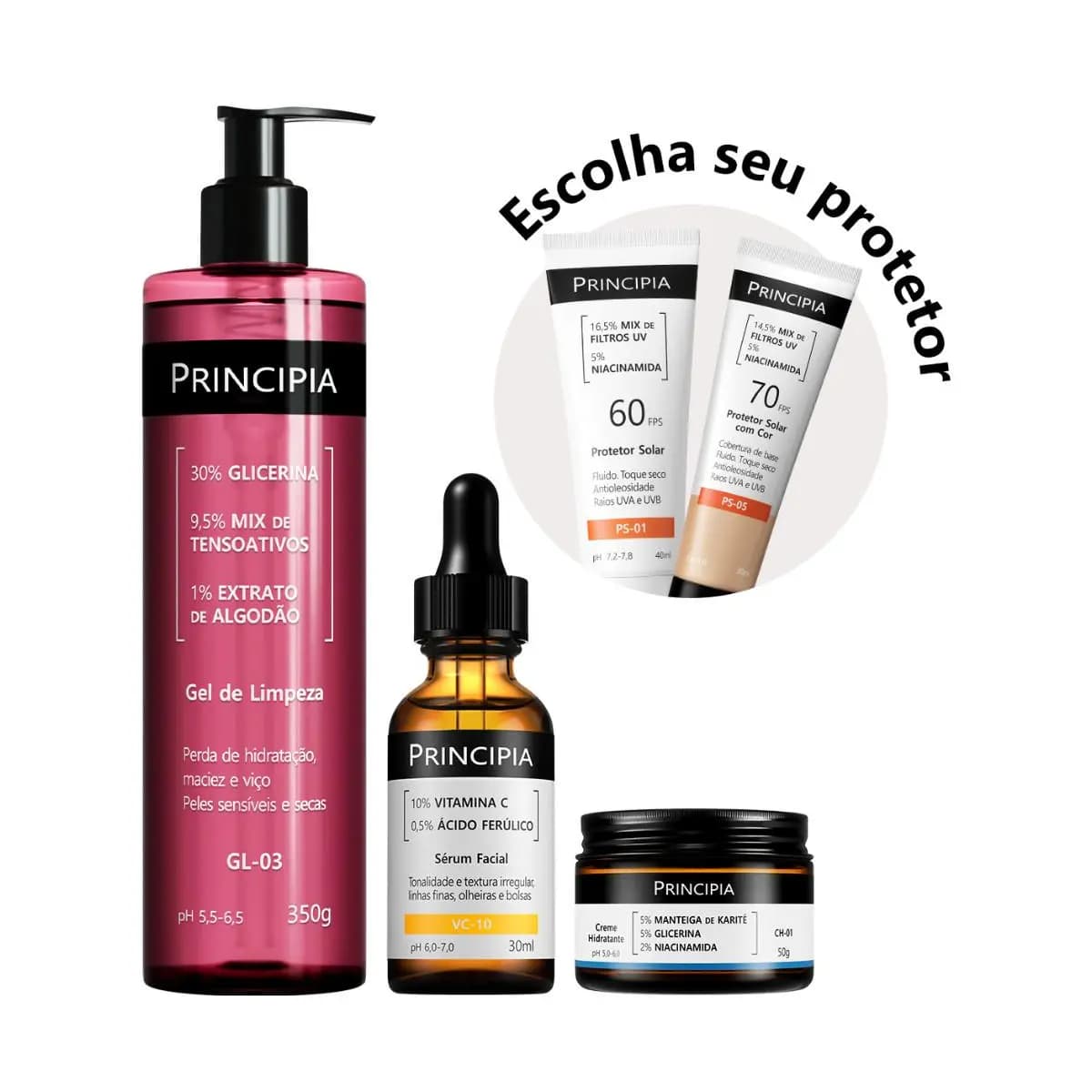 Principia Kit Essencial GL-03 + CH + VC + PS-01 FPS 60 ou PS-05 FPS 70