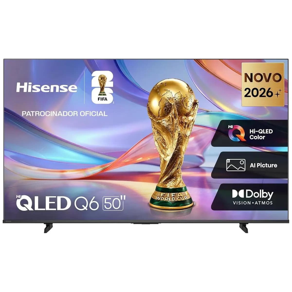 Hisense Smart TV 4K 50" Polegadas 50Q6QVV com Processador AI, Dolby Vision, HDR10+, HLG, Filmmaker Mode, Dolby Gaming, Dolby Atmos, MiraCast e Compatibilidade Alexa e Google
