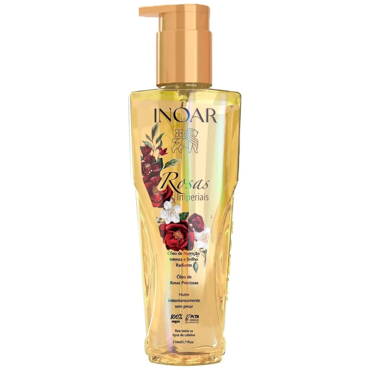 Inoar, Rosas Imperiais, Óleo Capilar, Nutrição Profunda e Frizz Controlado, Óleo de Macadâmia e Rosas, Para Todos os Tipos de Cabelo, 110ml