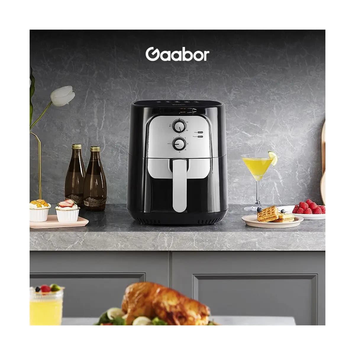 Fritadeira Elétrica Sem Óleo Air Fryer 5.5L Gaabor Jumbo Family 1400w 127V ou 220V Vintage