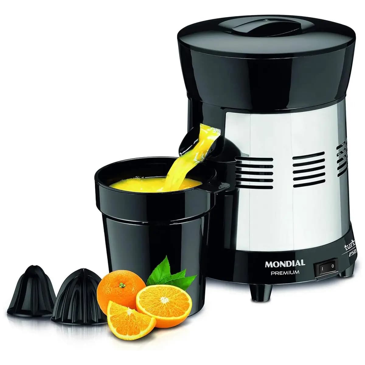MONDIAL Extrator de Sucos Turbo Premium Preto/Inox, 250W, Bivolt - E-10