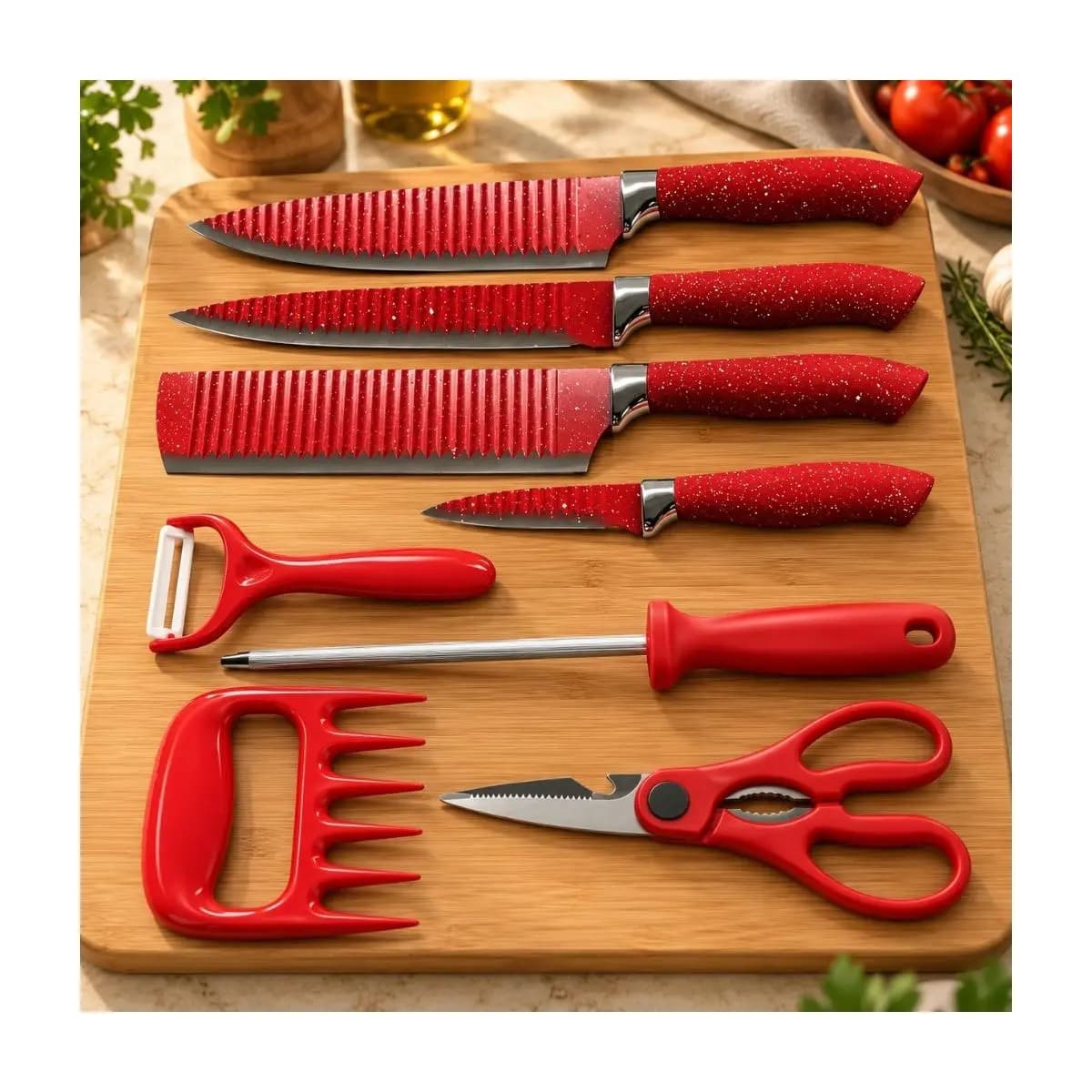 Jogo de Facas de Cozinha 8 Peças Genebra Corte Navalha Antiaderente Premium