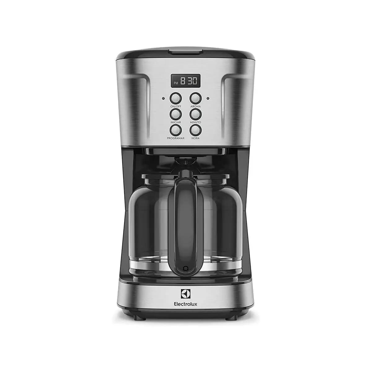 Cafeteira Elétrica Electrolux inox filtro permanente removivel capacidade 1,5L 38 xicaras função timer painel digital desligamento automatico ECM30 220v, cor aço escovado