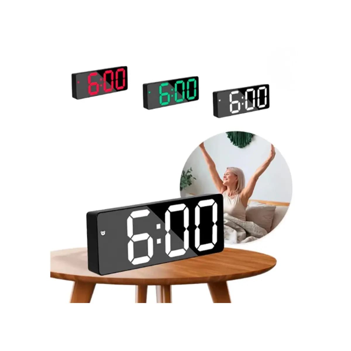 Despertador Digital com Sensor Temperatura e Bateria Recarregável USB