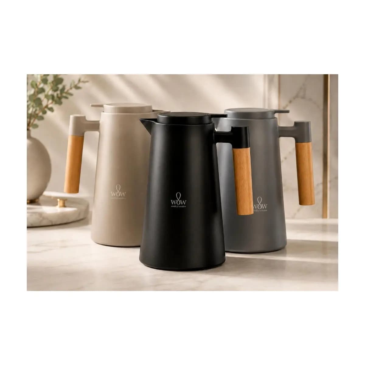 Garrafa Térmica Cabo Madeira Para Café 1l