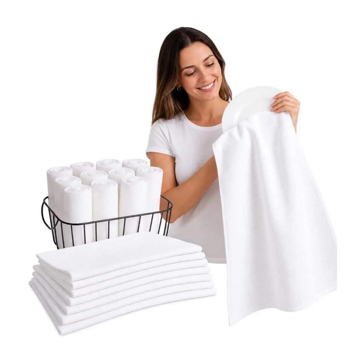 Kit 10 e 5 Panos Prato Branco Liso 100% Algodão Pé Galinha Alta Absorção Costura Reforçada Cozinha