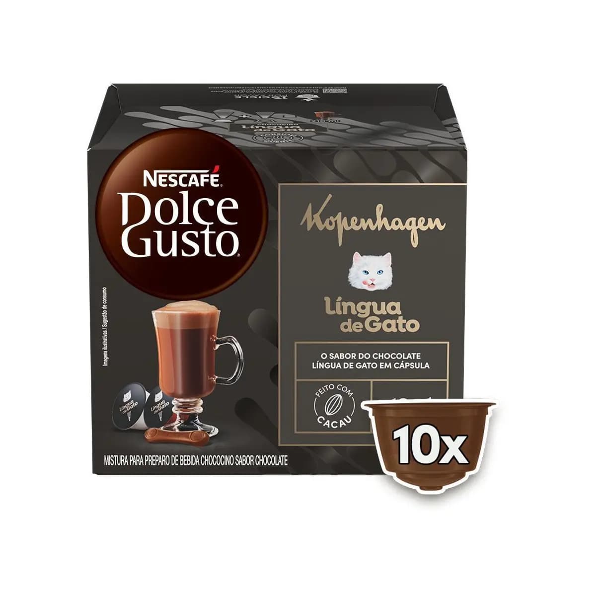 NESCAFÉ DOLCE GUSTO Chococcino Lingua de Gato Kopenhagen - 10 CÁPSULAS