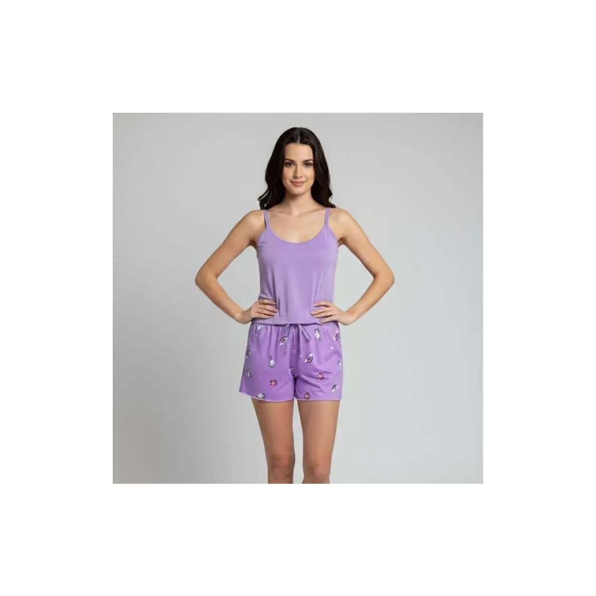 Baby Doll Estampado Fresquinho Alça Tecido Leve Maleável Moda Noite Pijama
