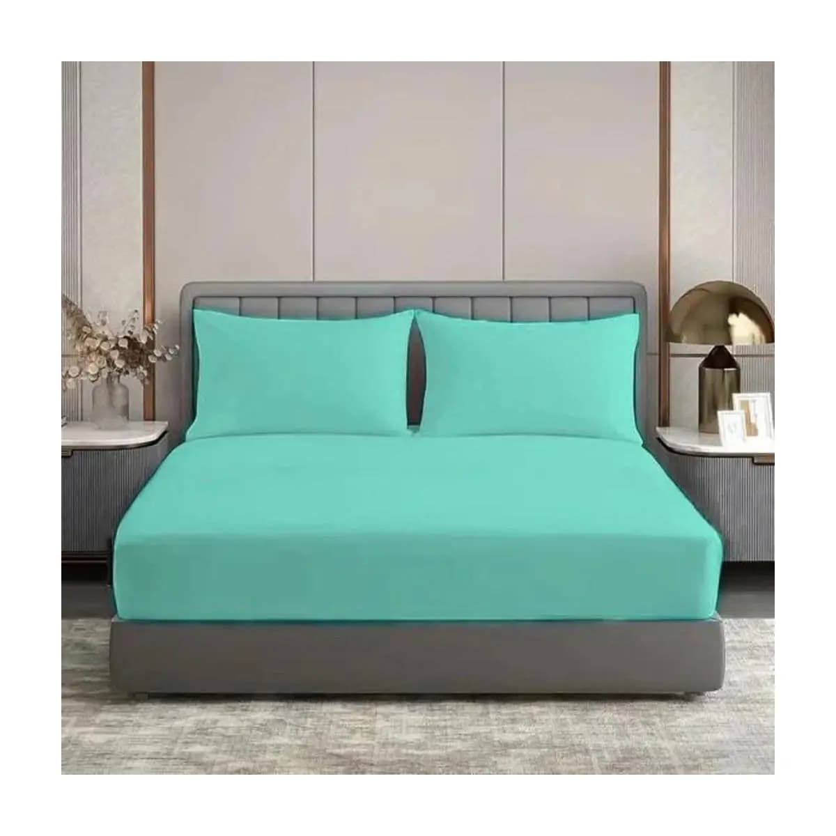 Kit Jogo Lençol forro De Cama casal Padrão 3 Peças Lisos slin Com Elástico 200 fios Oferta