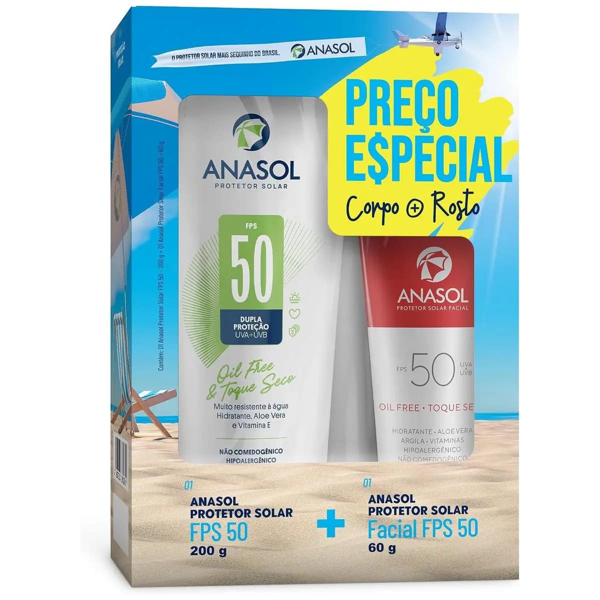 Anasol Conjunto Fps 50 Facial 60G + Fps 50 Corpo 200G