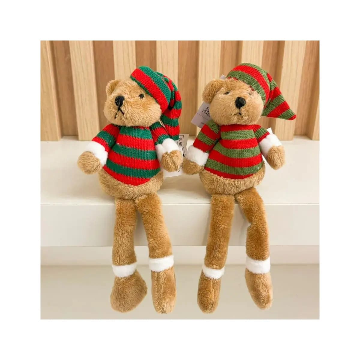 enfeite decorativo natal pend urso com gorro cachecol de árvore 11/15CM