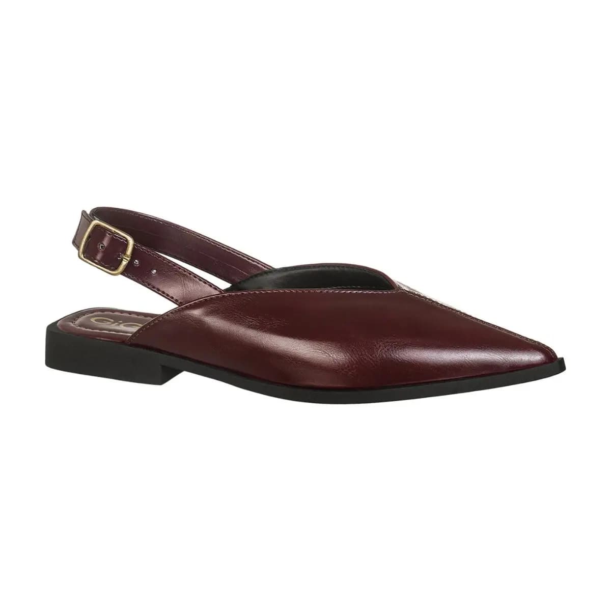 Sapatilha Feminino Slingback Bico Fino Fivela Lateral Rasteira Recorte V Elegante Cris GiGiL