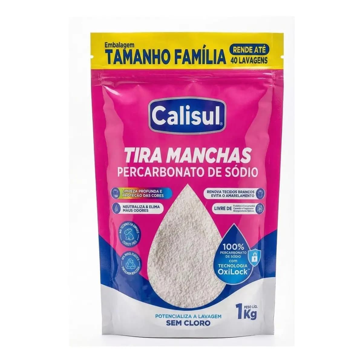 Percarbonato de Sódio 1kg em Pó, Tira Manchas Sem Cloro, Oxigênio Ativo, Biodegradável, para Roupas Brancas e Coloridas, Limpeza Doméstica
