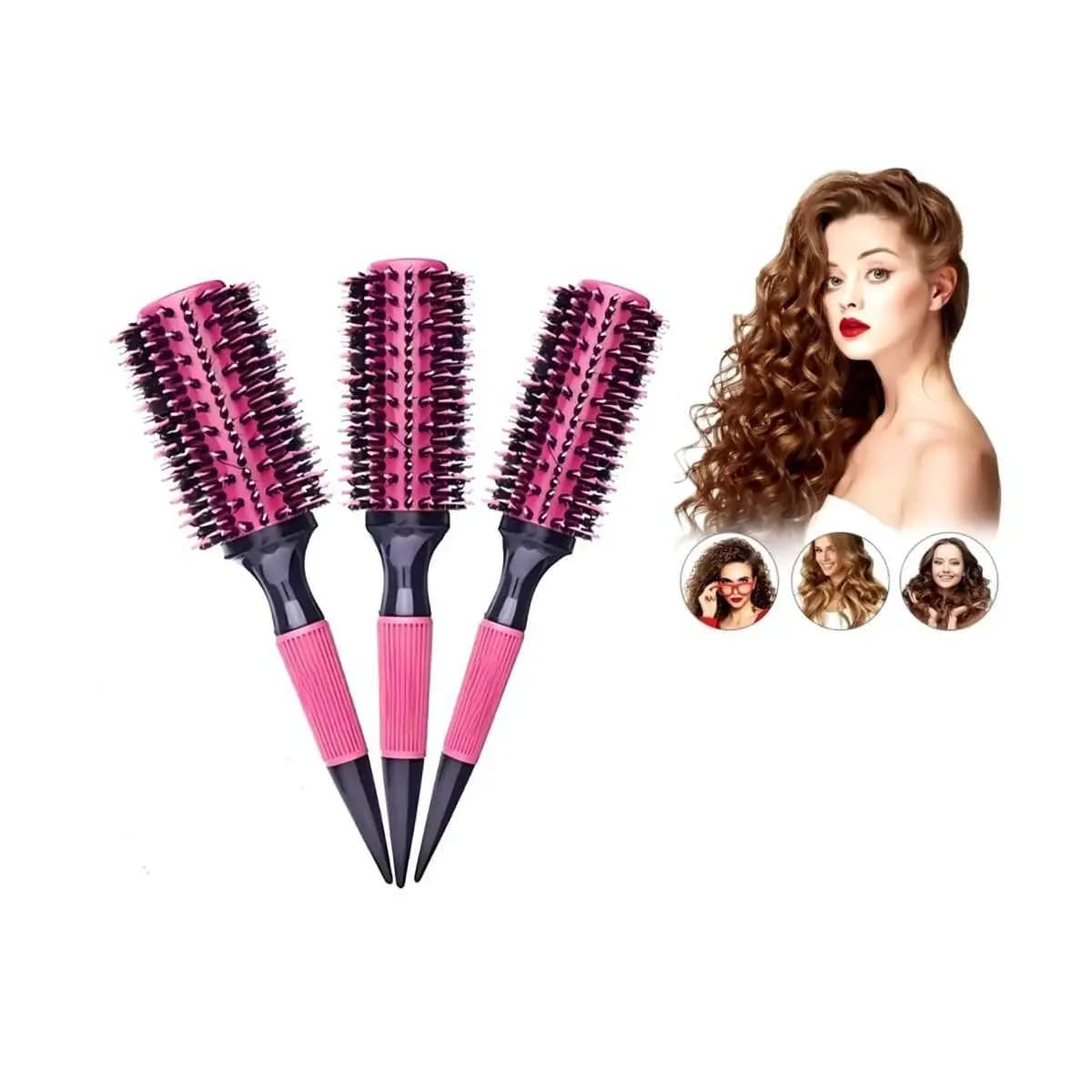 Kit 3 Escovas Profissionais De Cabelo Cerdas Javali e Nylon