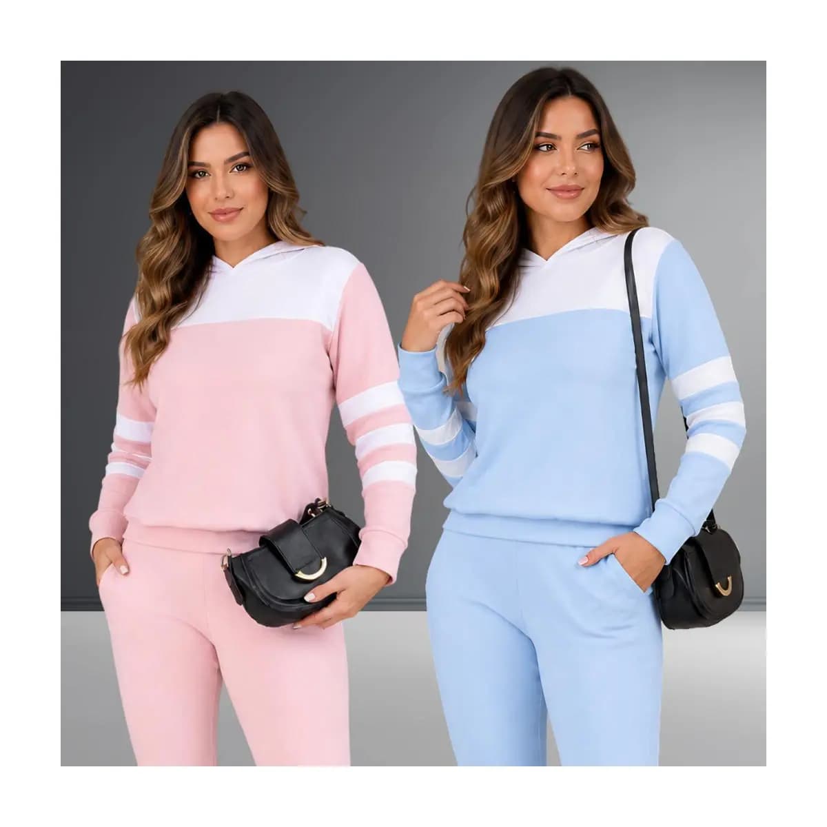 Conjunto Feminino Com Capuz Look Para o Frio Agasalho Inverno
