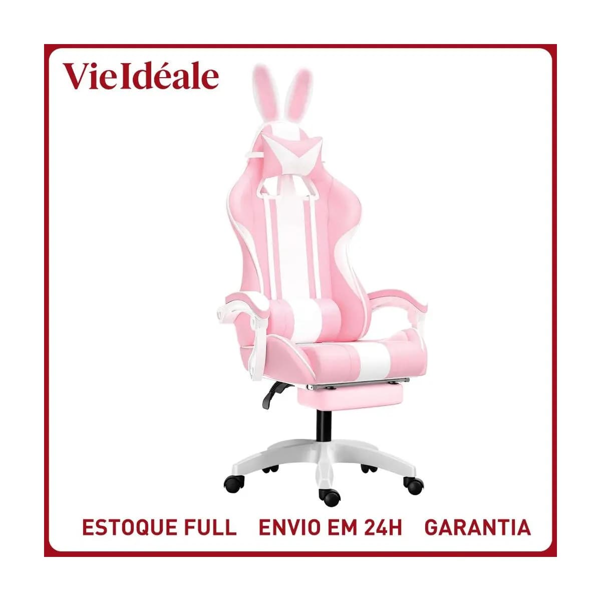 Cadeira Gamer Reclinável Ergonômica Base Giratória Cadeira Gamer Reclinável Ergonômica Base Giratória cor :Rosa