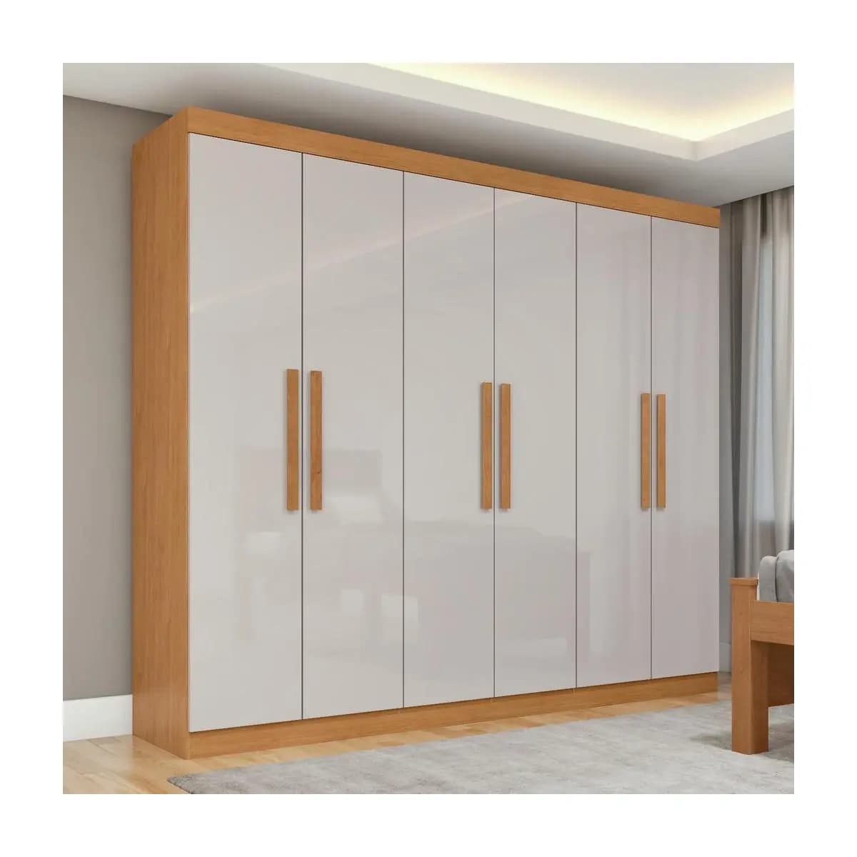 Guarda Roupa Casal 6 Portas Easy Slim Amendoa Clean/off White