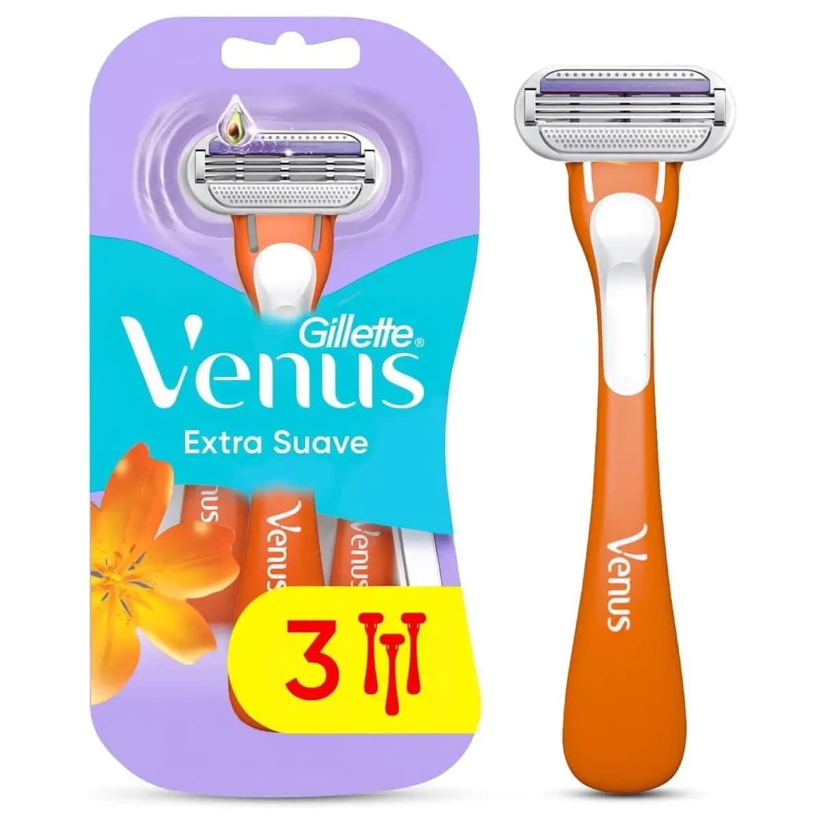 Gillette Venus Extra Suave Aparelho de Depilação Descartável, 3 Unidades