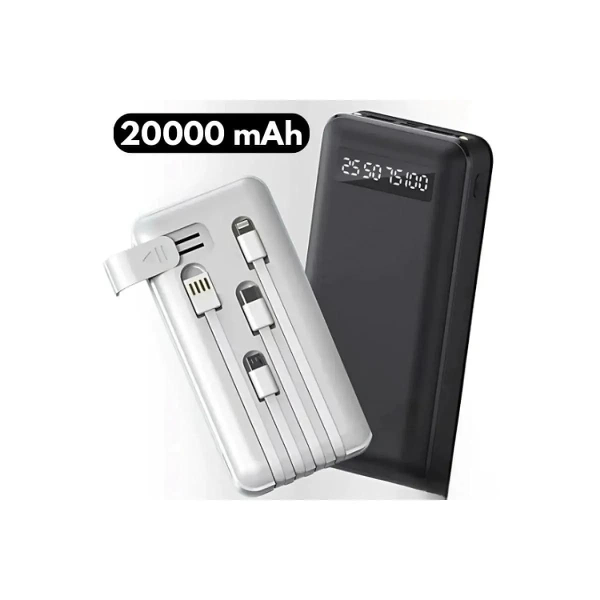Carregador Power Bank Portátil de celular 20000mah Universal Saida 4 Cabos