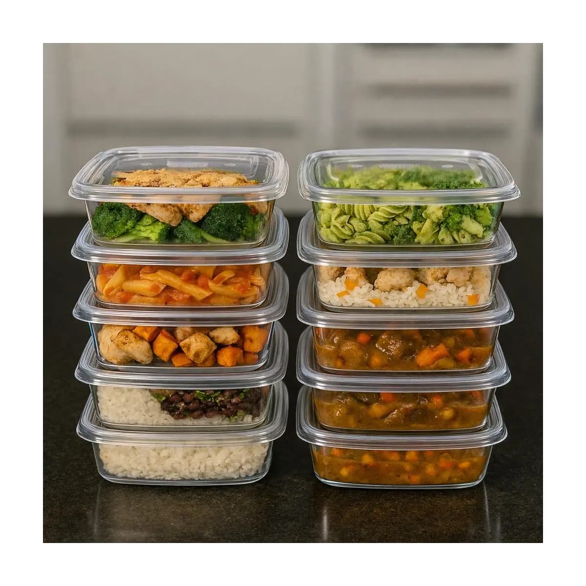 Kit 10 Potes Marmitas 1.000ml 1kg Vasilhas transparentes BPA FREE reutilizável cozinha microondas