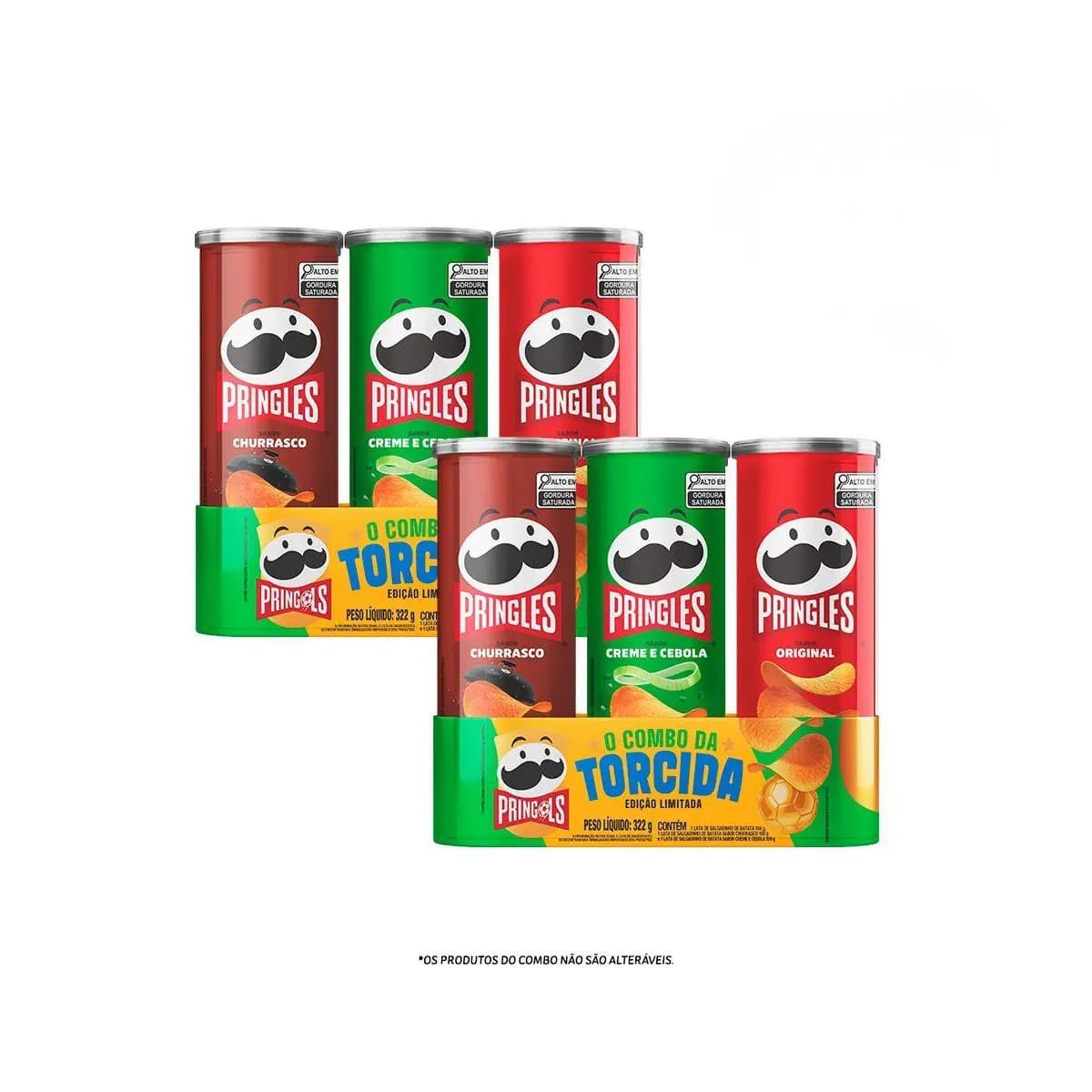 Combo Salgadinho Batata Frita Pringles Tripack Festa do Futebol 322g 2 uni