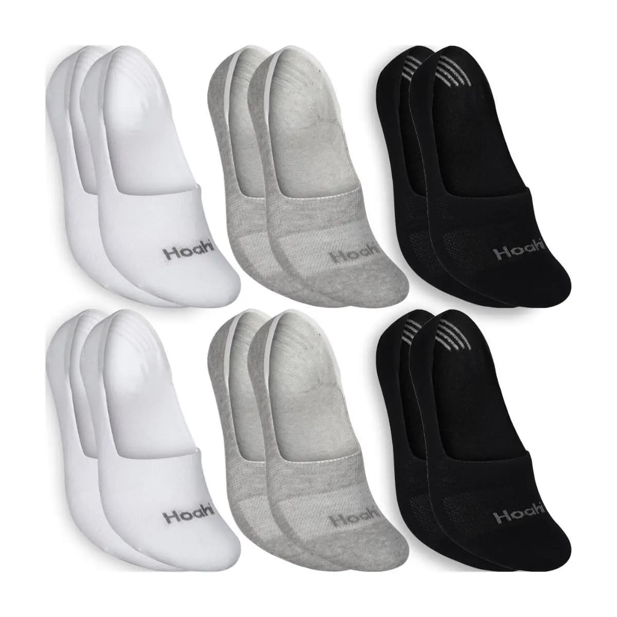 Kit 6 Pares Meias Sapatilha Invisível Hoahi Meia Cano Baixo Algodão Confortável Silicone Macia