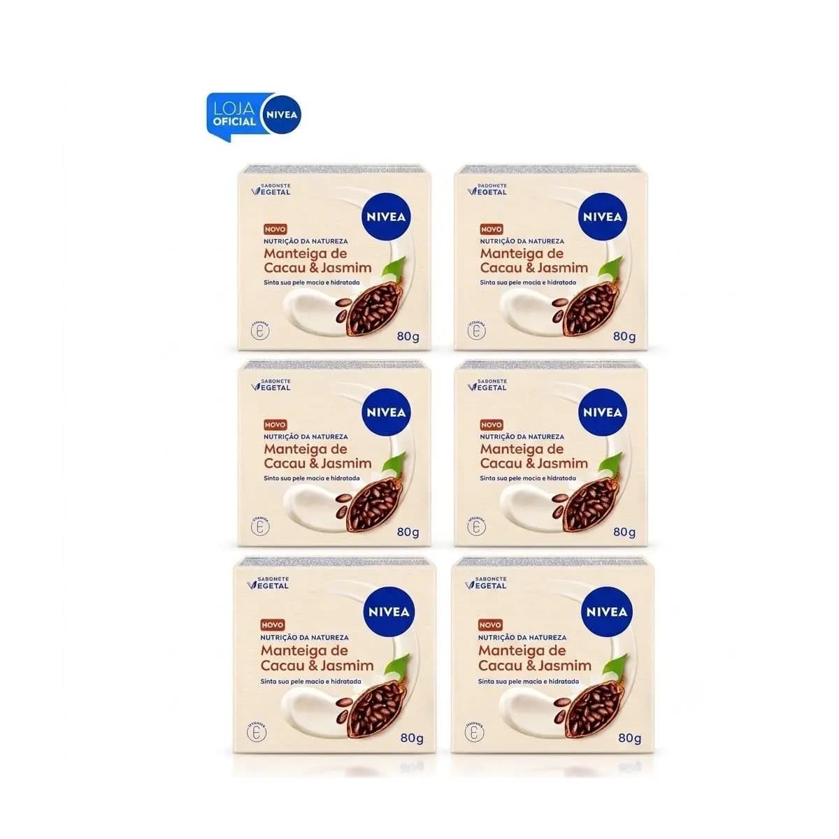 KIT NIVEA Sabonete Manteiga Cacau e Jasmim 80g - 6 Unidades