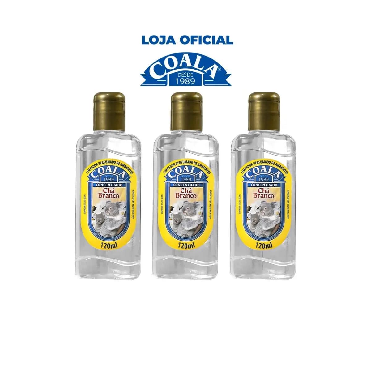 Combo 3 Limpadores Coala Chá Branco 120 ml