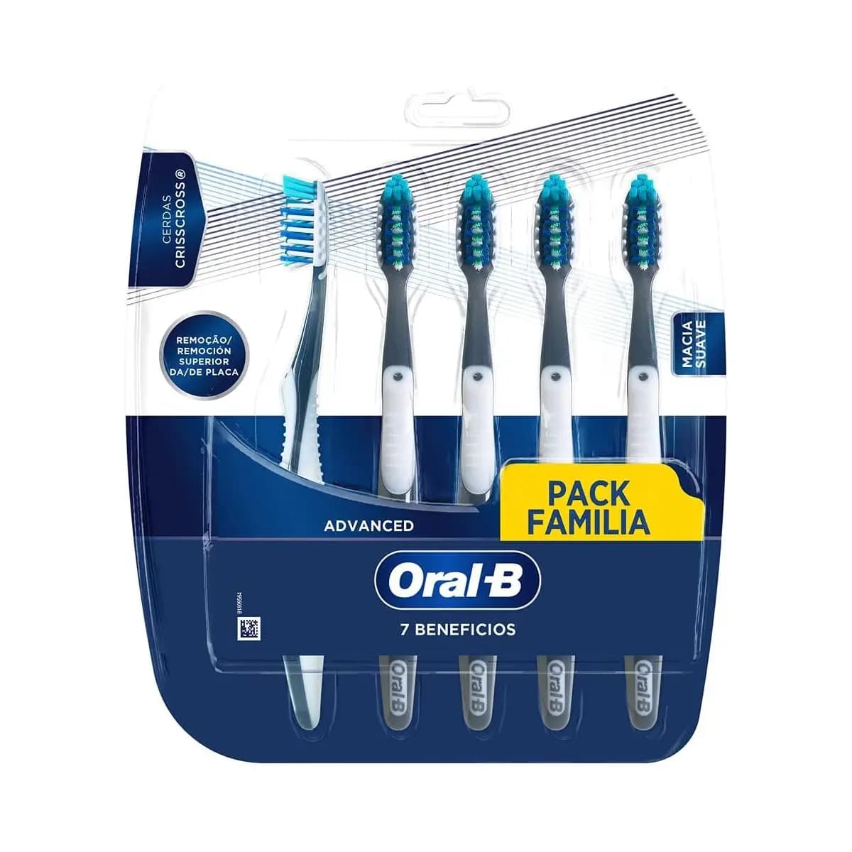 Oral-B Escova de Dente 7 Benefícios, Limpeza Suave e Profunda, 5 Unidades