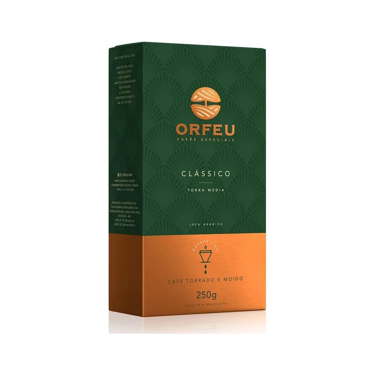 Orfeu Café Clássico Torrado e Moído, 100% Arabica, Torra Média, 250g