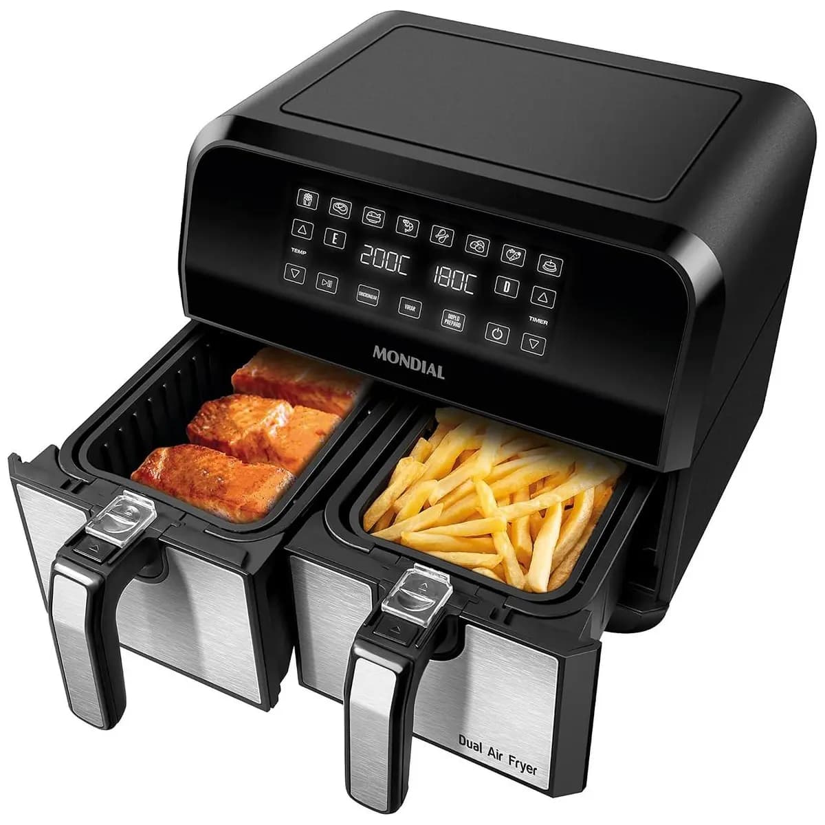 Fritadeira Air Fryer Dual Duplo Cesto 8L, Mondial, 2200W, 110V - AFD-01-BI