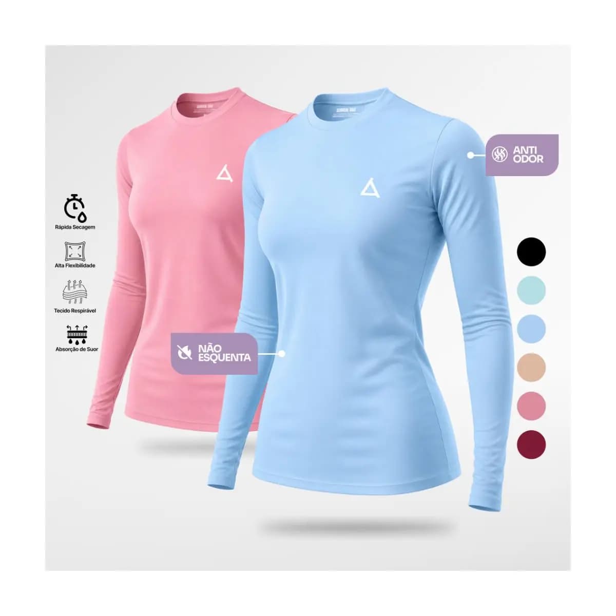 KIT 2 Camiseta Térmica Feminina Segunda Pele Academia Dry Fit Treino Camiseta Slim Caminhada Treino