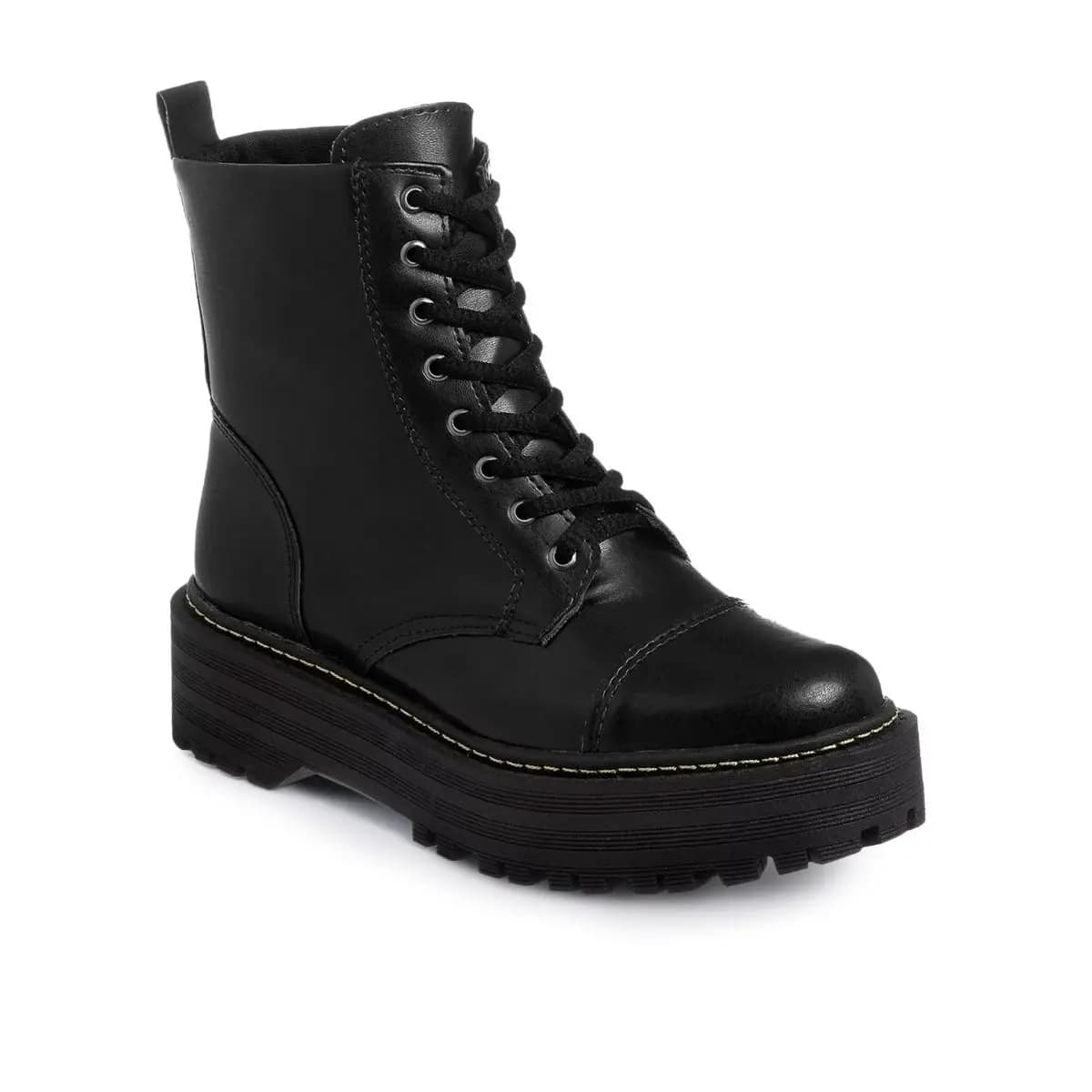 Bota Feminina Lumiss Coturno Tratorado Cano Curto Plataforma Retro Blogueira Confort