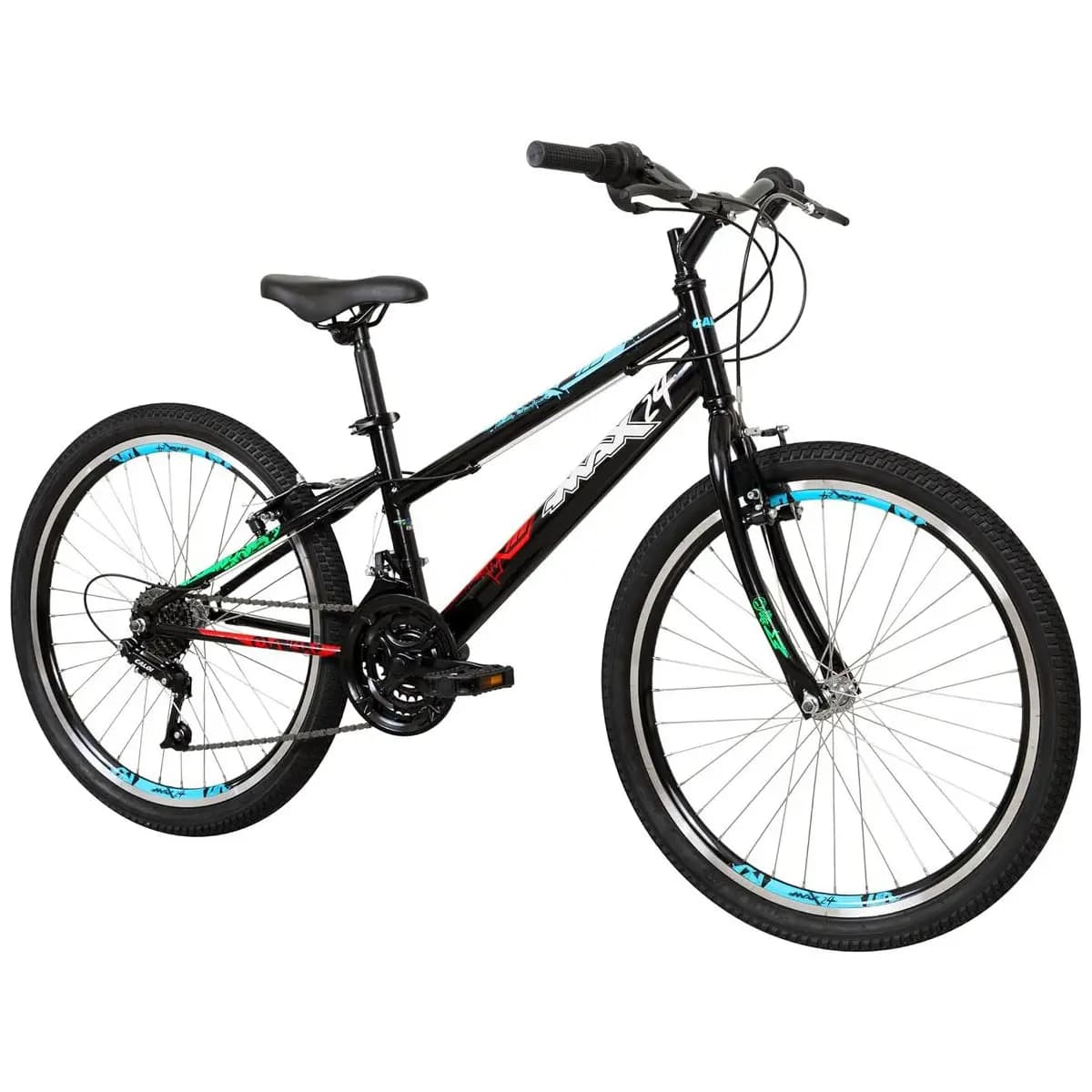 Bicicleta Caloi Max Aro 24, 21 Marchas, Grip Shift, Freio V-Brake, Aros de Alumínio Parede Dupla, Passeio e Lazer