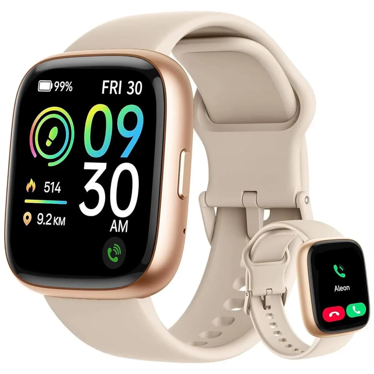 Bettdow SmartWatch Feminino 1.83" Full Touch, Assistente de voz Alexa, IP68 à Prova d'Água, Ligações Bluetooth, 100+ Modos Esportivos, Notificações Inteligentes, Compatível com iOS/Android (Ouro rosê)
