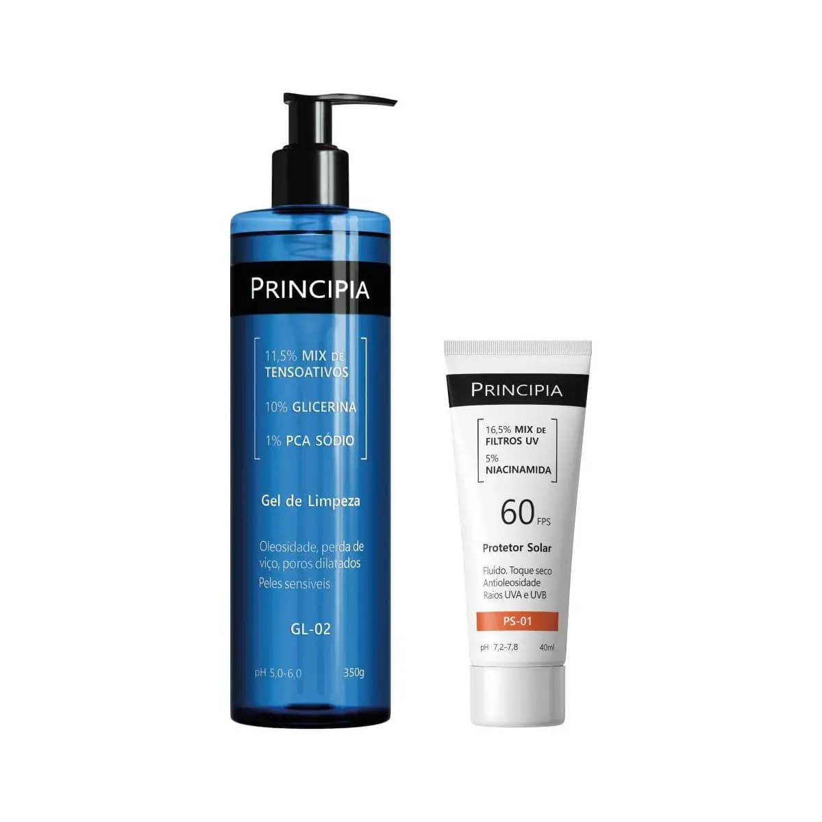 Principia Kit Todo Dia c/ Gel de Limpeza GL-02 + Protetor Solar Facial PS-01 FPS 60