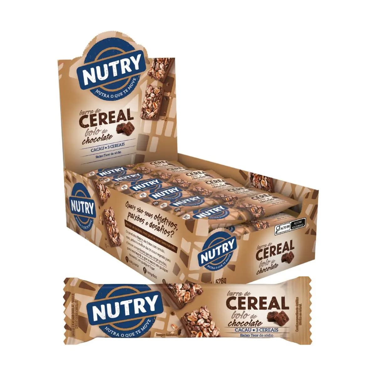 Barra De Cereal Nutry Bolo de Chocolate Cx 24 Unidades 528g - Nutrimental