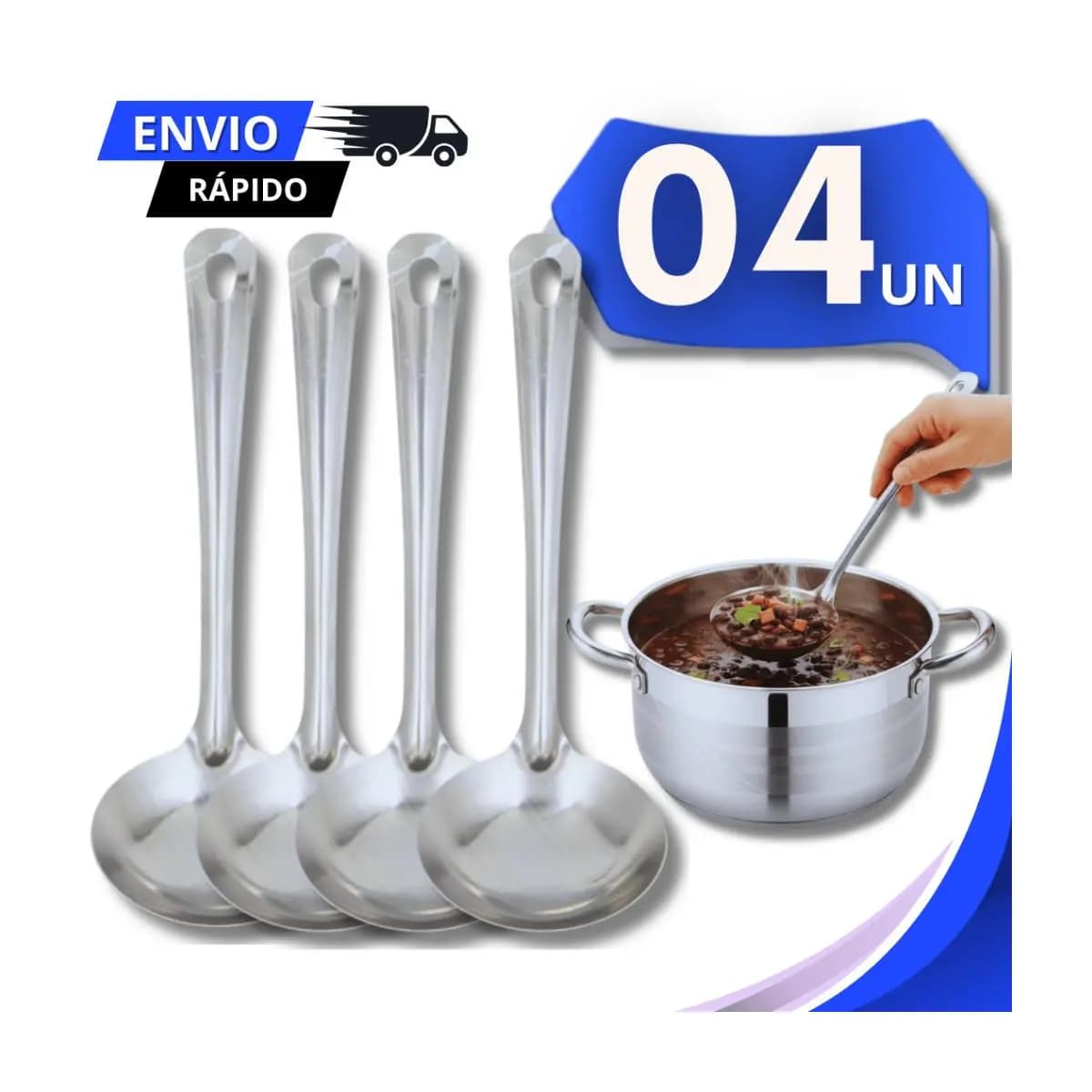 Utensílios Concha Sopa Feijão Caldos Aço Inoxidável Maciço Cozinha Restaurante Buffet Resistente