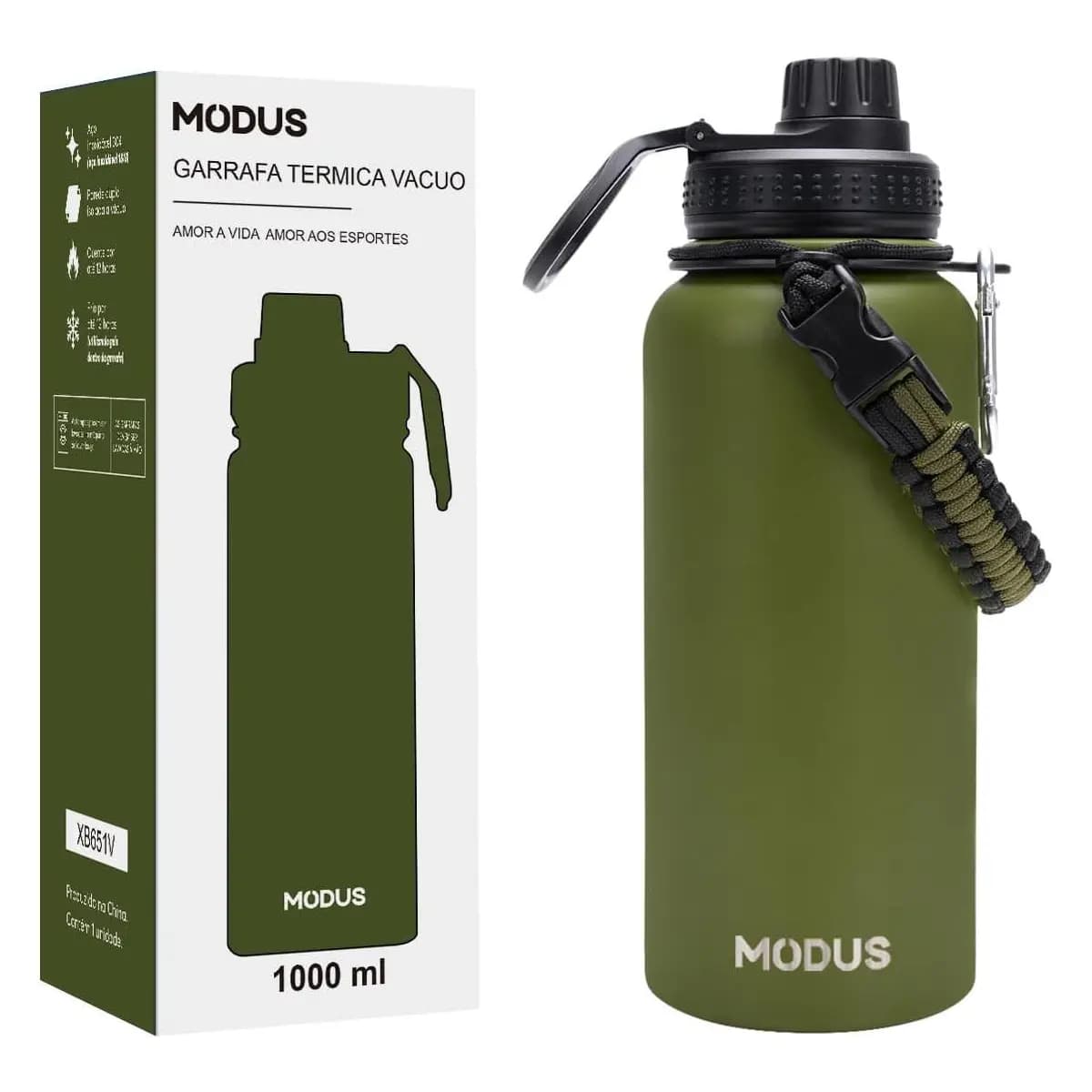 MODUS Garrafa Térmica Esportiva De Aço Inoxidável Com Isolamento A Vácuo De 950ML (Verde)