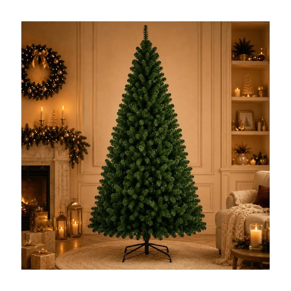 Árvore De Natal Pinheiro 210cm 600 Galhos Cheia Premium Verde