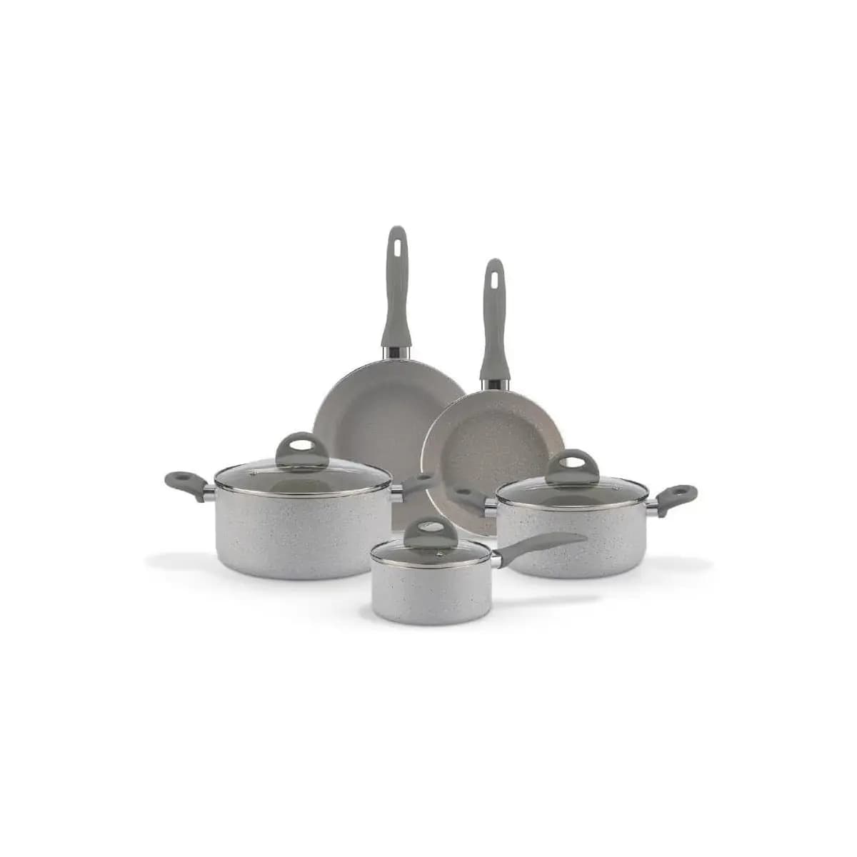 Brinox - Jogo de Panelas Antiaderente Ceramic Life 5 Peças Marble Blend com Indução - Cinza Claro