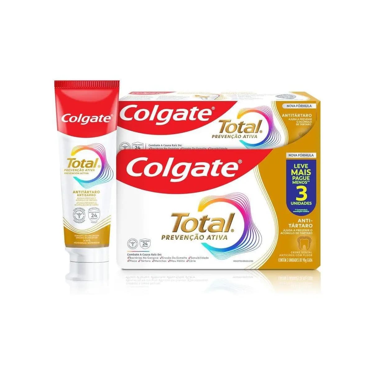 Creme Dental Colgate Total Anti Tártaro 3 unidades 90g