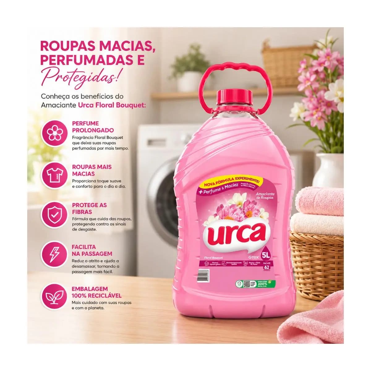 Amaciante Urca Floral Rosa - 5L