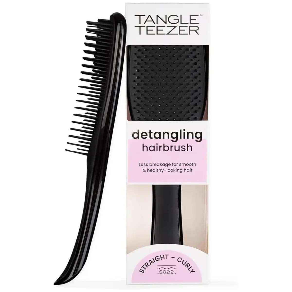 Tangle Teezer - Escova de cabelo desembaraçadora The Wet Detangler Black para todos os tipos de cabelo, seco e úmido. Cor: Preta