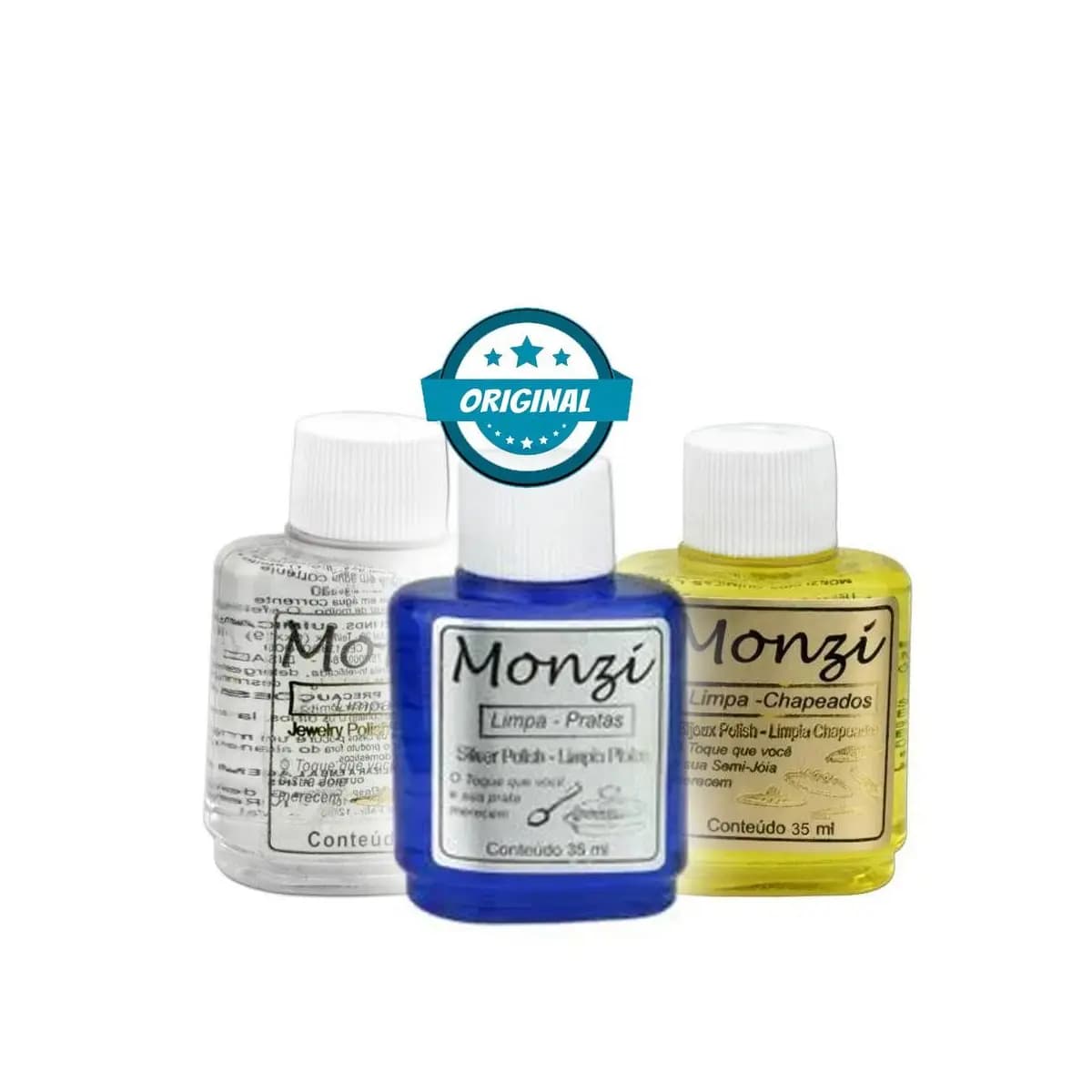 Limpa Pratas Monzi Original 35ml - Liquido para limpar pratas, folheado ou joias