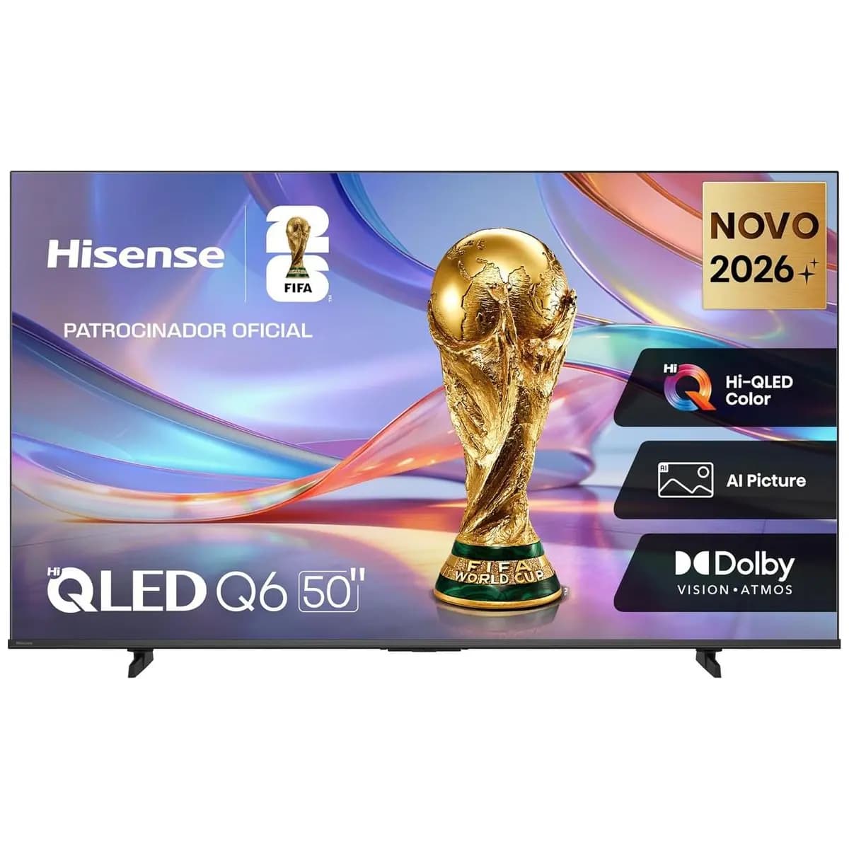 Hisense Smart TV 4K Hi-QLED 50" Polegadas 50Q6QVV com Processador AI, Dolby Vision, HDR10+, HLG, Filmmaker Mode, Dolby Gaming, Dolby Atmos, MiraCast e Compatibilidade Alexa