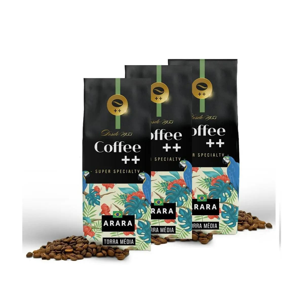 Coffee Mais – Café Grãos Super Especial - 100% Arábica, Torra Média – ARARA, Pack 3 Unidades de 250g