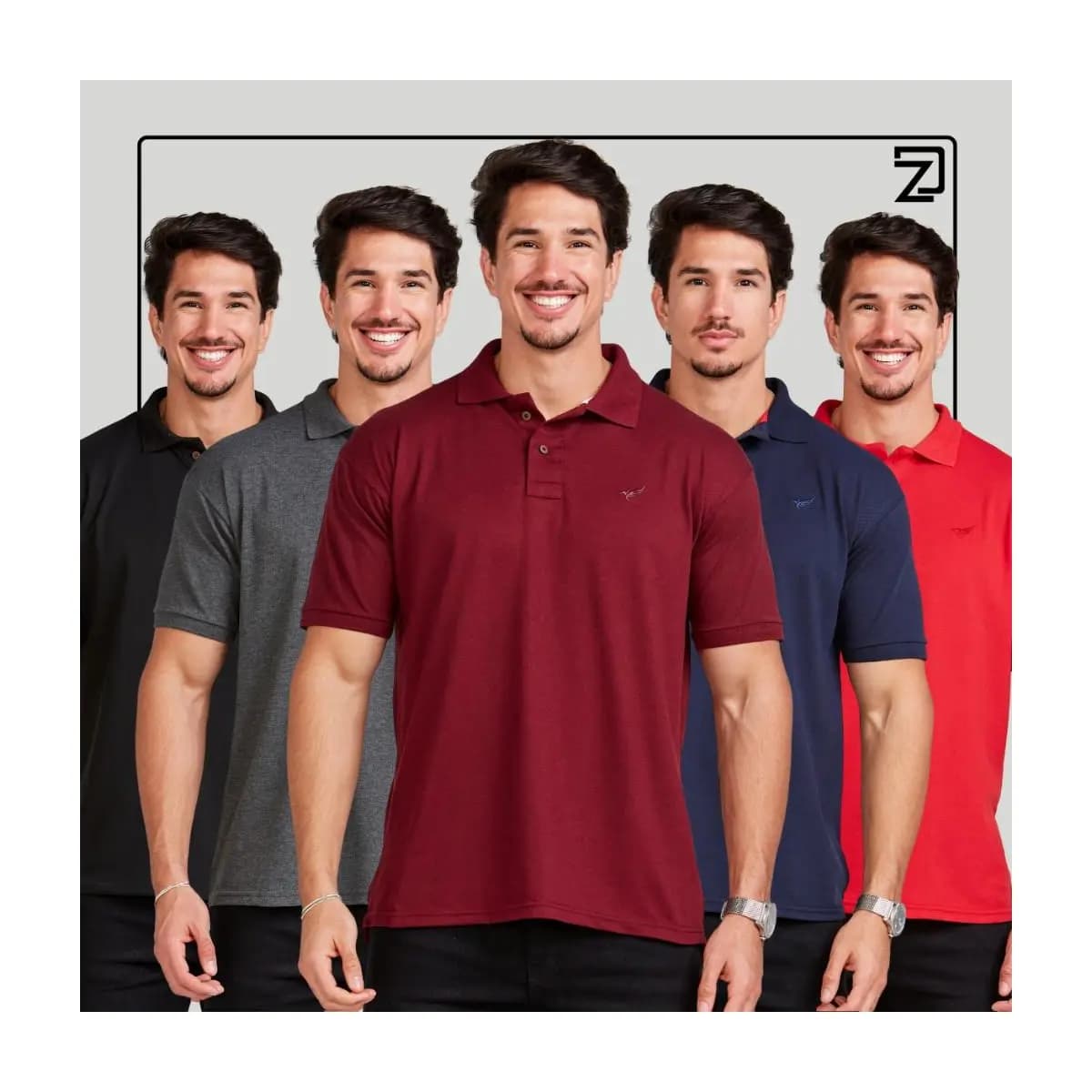 Kit 5 Camisa Polo Masculina Básica Varias Cores